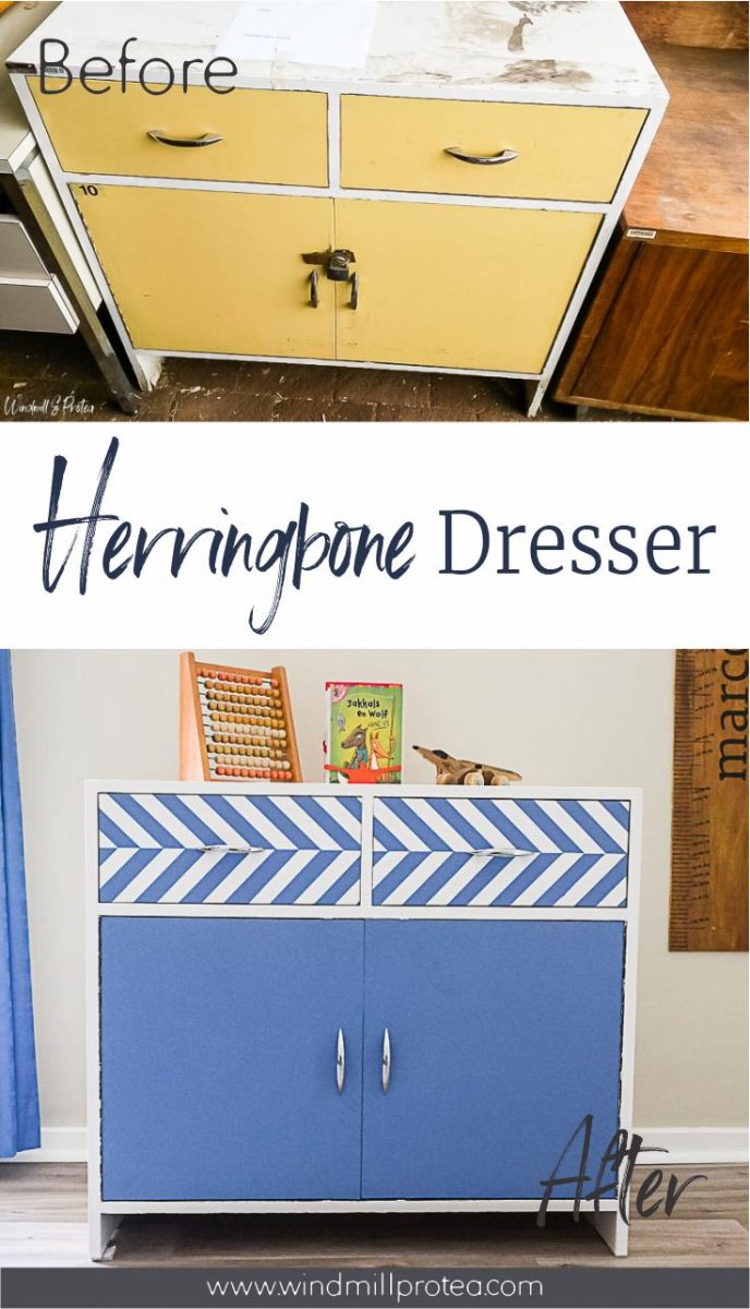 How to paint a Herringbone Toy Cupboard | www.windmillprotea.com